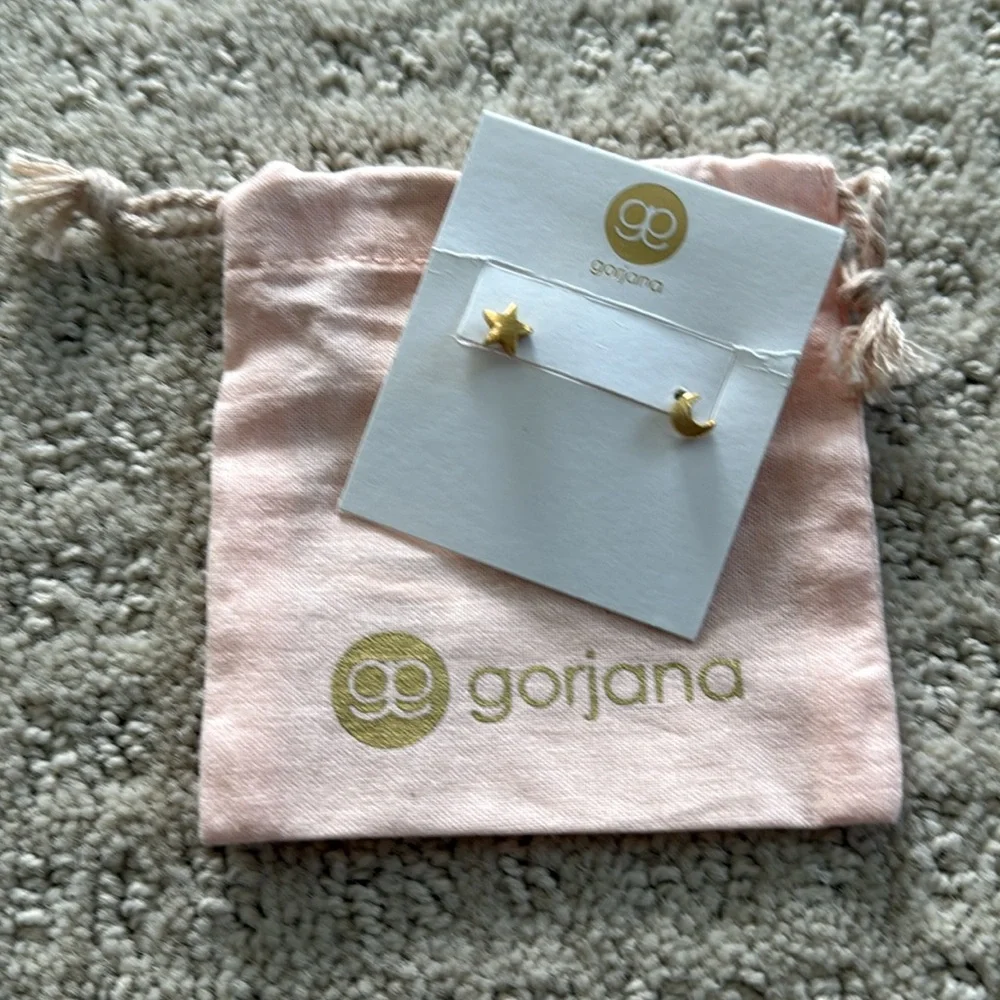 Gorjana star crescent moon earrings with gift box, jewelry pouch bag, gift bag - Picture 3 of 7